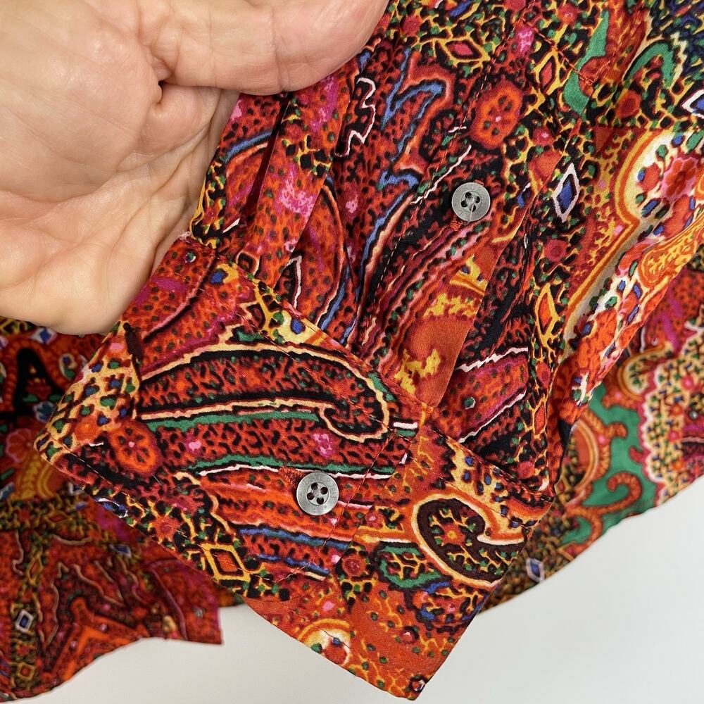 Lauren Ralph Lauren Blouse Top Women's 1X Orange Paisley Button Up Career Casual - Picture 7 of 8